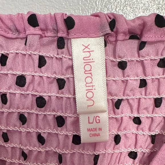 Xhilaration Pink and Black Polka Dot Top - Picture 2 of 3